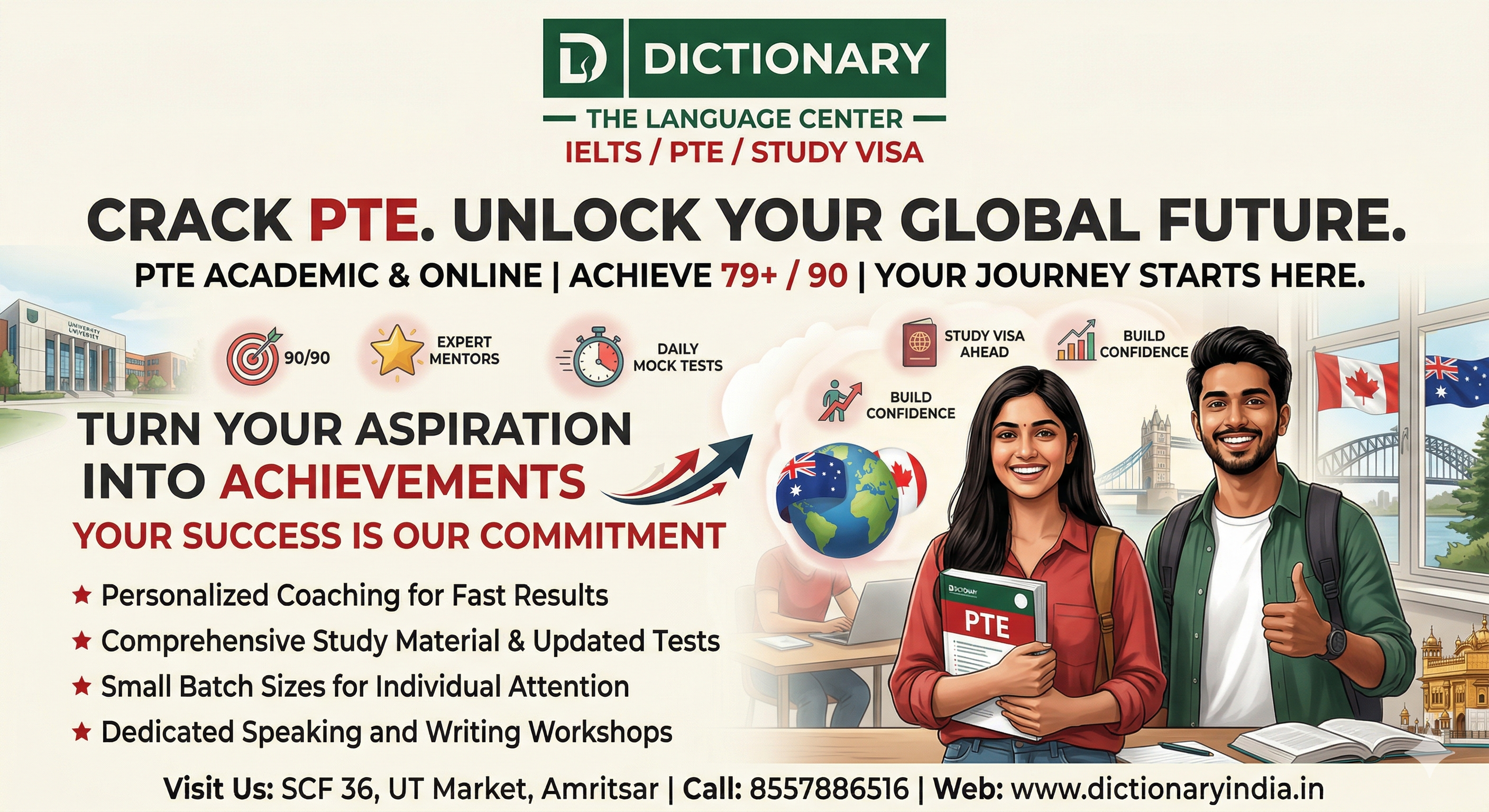 Best PTE Coaching in Amritsar – Achieve Your Target Score Faster